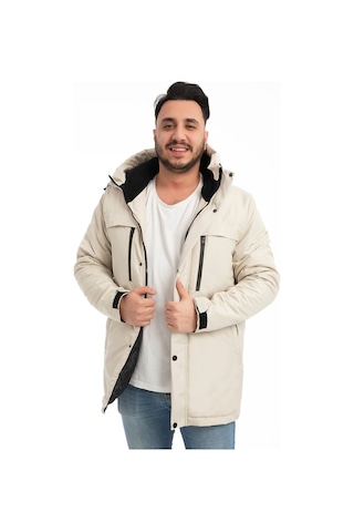 Erkek Taş Içi Polarlı Kürklü Su Ve Rüzgar Geçirmez Kapüşonlu Kışlık Mont & Kaban & Parka Taş
