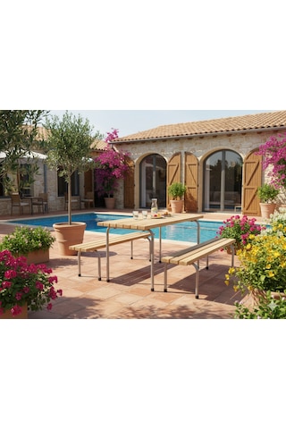 Piknik Masası 145 Cm, Bağımsız Oturma Bankları-427