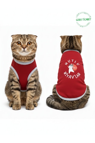 Mutlu Miyav'lar Yılbaşı Temalı Kedi Ve Köpek Kıyafeti Elbisesi Noel Tasarımlı