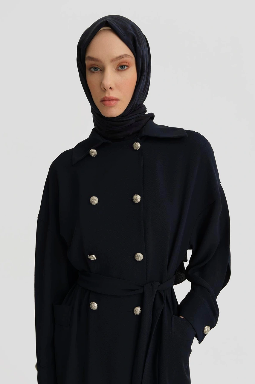 Armine Kol Yırtmaçlı Kruvaze Kap 25y7800 Lacivert Lacivert