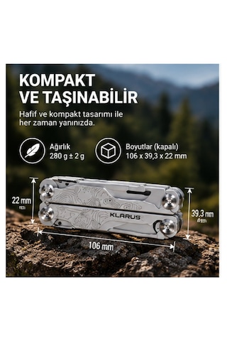 Klarus Mt07 Multitool 20 Fonksiyonlu Pense Gümüş