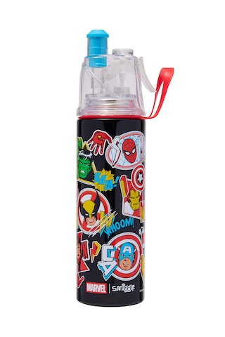 Smıggle Marvel Paslanmaz Çelik Çocuk Suluk 500 Ml, Siyah, Spritz Kapaklı