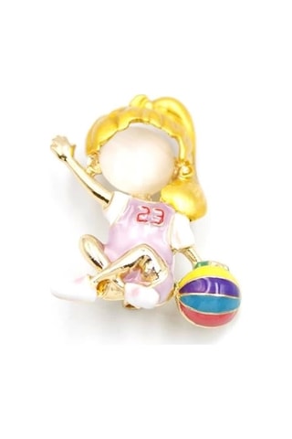 Sporcu Broş - Pembe Çok Renkli