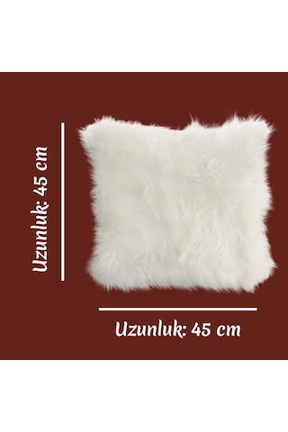 Elite Peluş Dekoratif Kırlent Kılıfı 45x45 Cm - Peluş Kırlent Kılıfı 1 Adet Beyaz