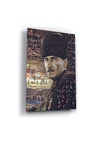 Mustafa Kemal Atatürk Resimlerinden Oluşturulmuş Cam Tablo