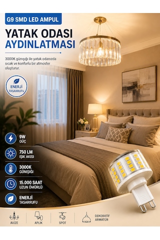 10 Adet 9w 750 Lm 3000k Günışığı G9 Smd Led Ampul