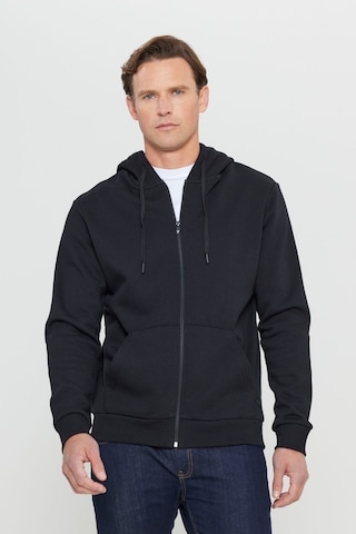AC&Co / Altınyıldız Classics Standart Fit Normal Kesim Kapüşonlu Fermuarlı Erkek Sweatshirt - Siyah