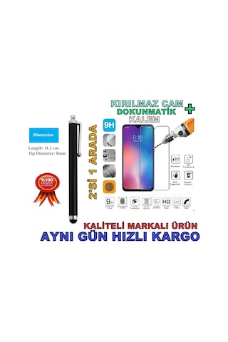 Huwaei G8 9H Temperli Kırılmaz Cam + Dokunmatik Kalem Siyah (496632662)