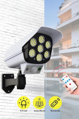Kamera Görünümlü Hareket Sensörlü Uzaktan Kumandalı Solar Bahçe L