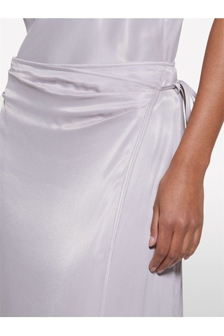 Sisley %100 Viskoz Saten Midi Etek Kadın Gri Etek - 325p42bzl002r