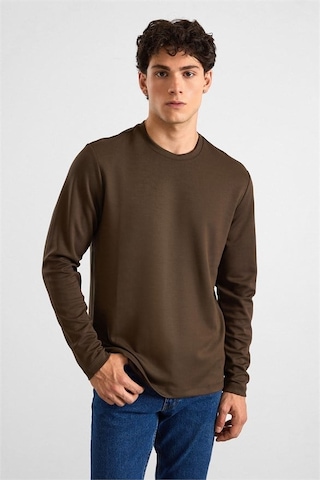 Süvari Koyu Kahve Regular Düz Baskısız İnterlok Bisiklet Yaka Cepsiz Düz Sweatshirt Ssw2013700035-kh9 Koyu Kahverengi