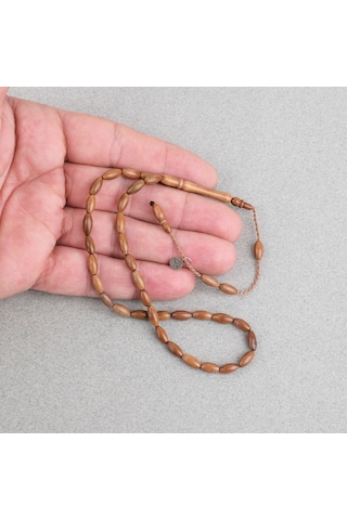 Kuka Gerçek Doğal Lapisdo İmzalı Bilek Boy Arpa Kesim 4x8mm Tesbih Kahverengi