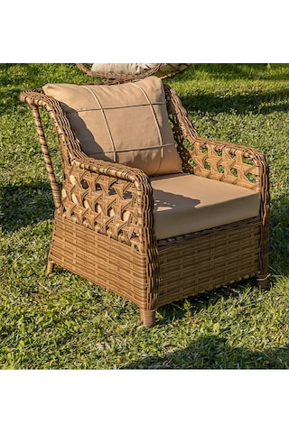 S Collection Rattan Bahçe Takımı Oturma Grubu 3'lü - 7 Kişilik Kahverengi