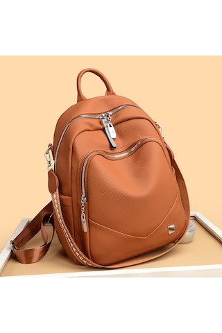 Yeni Pu Sırt Çantası Modaya Uygun Basit Stil Büyük Kapasiteli Şık Kadın Sırt Çantasısiyah Diğer