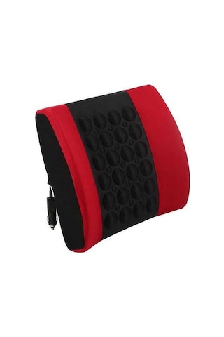 Otomotiv Evrensel Elektrikli Masaj Lomber Yastık Araba Destek Pedi Siyah Kırmızı