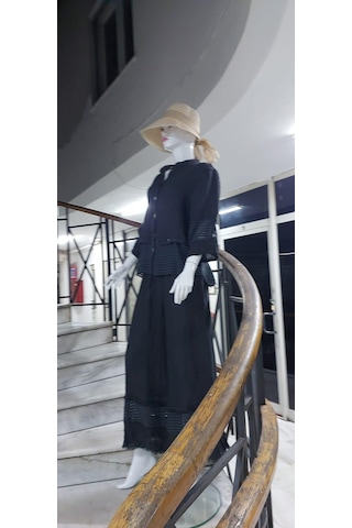 Bohem Stil İtalyan Fisto Detaylı Keten Pantolon Ceket Takım-9196 Antrasit