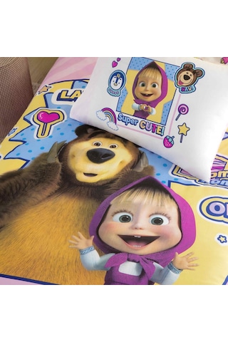 Taç Lisanslı Masha & The Bear Super Cute Pamuk Tek Kişilik Nevresim Takımı 000000001000047039