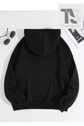 Adrift Kalp Ağ Minimal Örümcek Sweatshirt Fermuarlı Hırka Siyah