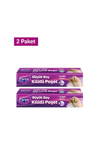 Kilitli Buzdolabı Poşet Büyük Boy 12'li 26 X 28 Cm İkili Set