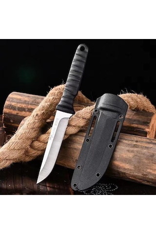 Valkyrie 9cr18 Soğuk Çelik Boyun Askılı Kılıflı Kamp Av Bıçağı Paslanmaz Çelik Gümüş Gümüş