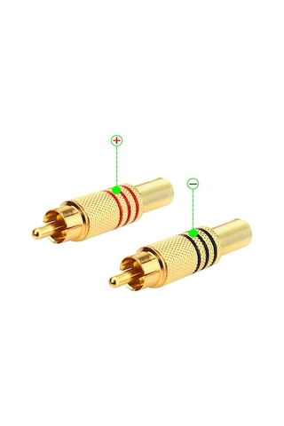 10 Adet - Rca Erkek Tos Jak Fiş Metal Yaylı - Rca Erkek Gold Konnektör