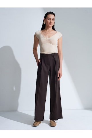 Dilvin 72683 Kemerli Geniş Paça Pantolon-kahve