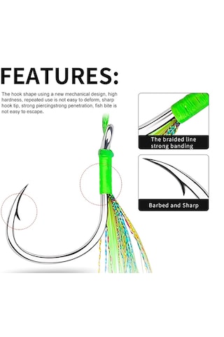 Hokkaido 1/0 Numara 1 Adet Çiftli,glow Simli ,jig Asist,iğne Boyu 32 Mm No:1/0