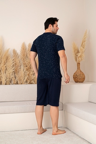 Nisanca Sportif %100 Pamuk Şortlu Erkek Pijama Takımı Lacivert