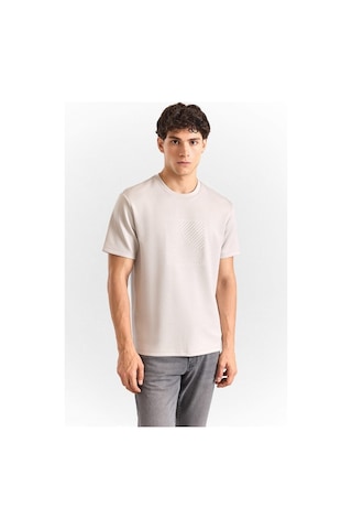 Süvari Gri Regular Düz Baskılı Pike Bisiklet Yaka Tişört Sts1014000034-s05