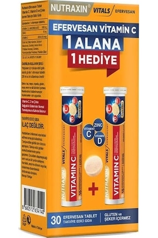 Nutraxin Vitamin C-D-Zinc 2 x 15 Efervesan Tablet Nutraxin Vitamin C-D-Zinc 2 x 15 Efervesan Tablet