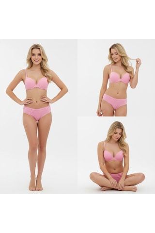 Bonbon Kadın Desteksiz Pembe Rengi Sütyen Külot 2'li Takım Bb2248 Pembe
