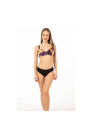 Estiva Kadın Üstü Desenli Toparlayıcı Balenli Bikini Takımı - Mor Çok Renkli