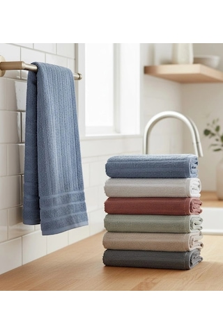 6lı Buklet Dokulu Mutfak Ve El Havlusu Seti 30x50 Cm Azra Çok Renkli