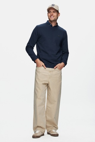 Ucla Suerte Lacivert Bisiklet Yaka Kauçuk Standard Fit Erkek Sweatshirt Lacivert
