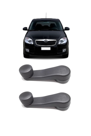 Skoda Fabia Mk2 2008-2014 Uyumlu Manuel Çevirmeli Cam Açma Kapama Kolu Siyah 2 Adet Takım