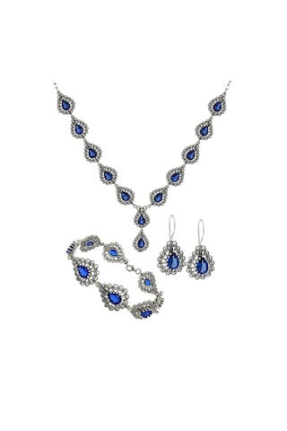 Miras Serisi Gümüş Zirkon Taşlı Telkari Gerdanlık Takı Seti Gümüş