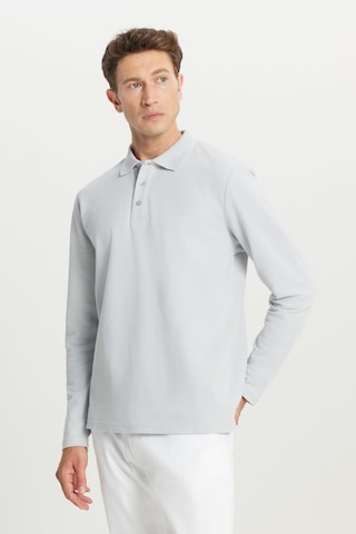 Ac&Co / Altınyıldız Classics Erkek Grı %100 Pamuk Standart Fit Normal Kesim Polo Yaka Sweatshirt Gri