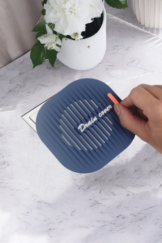 Süzgeçli Lavabo Gider Koruyucu Silikon Saç Ve Kir Tutucu Gider Süzgeci Mat Gri 11,5x11,5 Cm