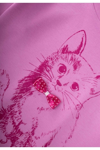Cigit Kedi Baskılı Pijama Takım 2-8 Yaş Pembe Pembe