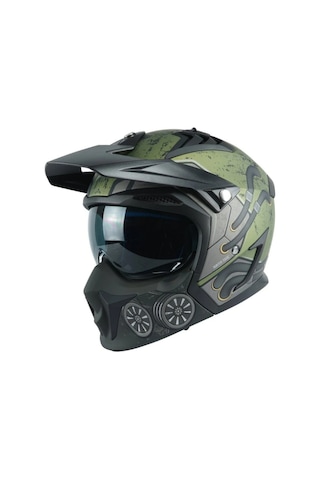 Axxis Hunter SV Toxis C6 Sport Modüler Motosiklet Kaskı Mat Yeşil