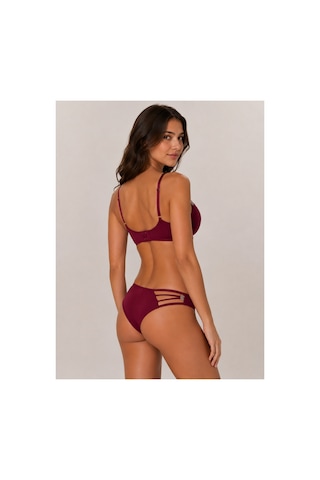 Pijamask Kadın Destekli Balenli Sütyen Ve Bikini Külot Takımı İnce Askılı Şık İç Giyim Seti 80349t Bordo