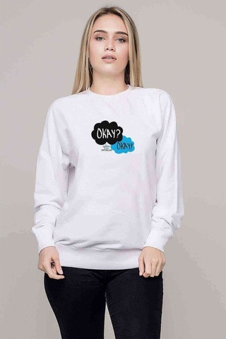 The Fault In Our Stars Baskılı Beyaz Kadın Sweatshirt