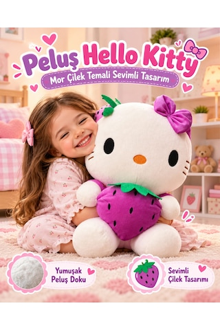 Oyuncak Hello Kitty Peluş Büyük Boy Yumuşak Sevimli Hediyelik Oyun Arkadaşı 40 Cm Mor