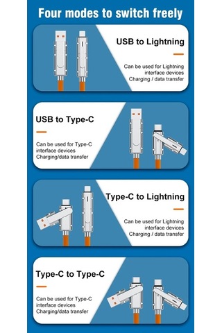 Flybuy 120w 4-in-1 Type-c Cep Telefonu Veri Kablosu, Pd Hızlı Şarj, 2m, Siyah