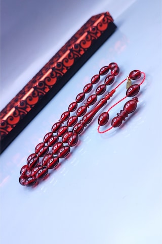 7 x 11 MM Beyzi Mustafa Uysal İmzalı Vişne Ateşi Kehribar Tesbih