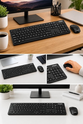 Philips SPT6602B/62 2.4GHz 104 Tuş 1000 DPI Mouse Kablosuz Klavye Mouse Seti