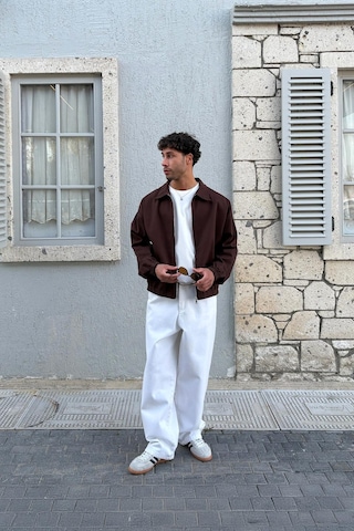 Flaw Yakalı Bomber İnce Ceket Kahverengi Kahverengi