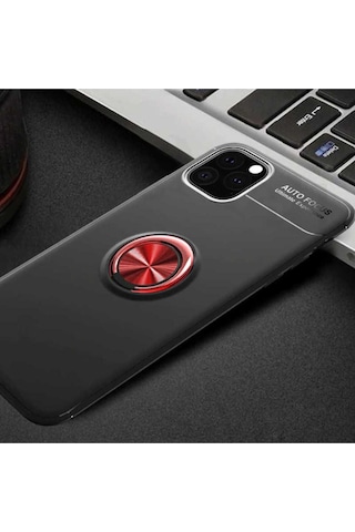 Apple Uyumlu iPhone 11 Pro Max Kılıf Zore Ravel Silikon Kapak Siyah-Kırmızı