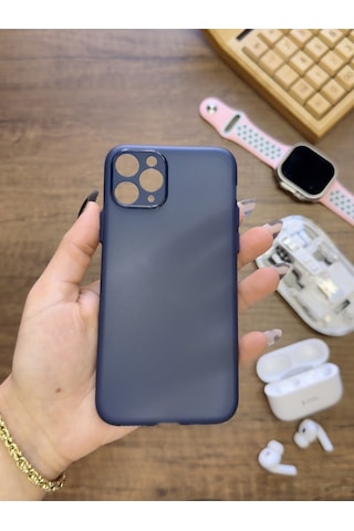 Apple iPhone 11 Pro Uyumlu Süper İnce Mat Ultra Thin Silikon Kılıf Lacivert