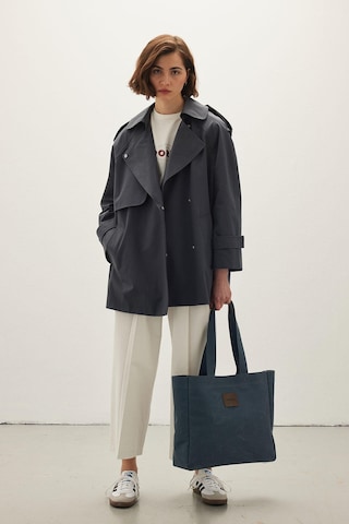 Manuka Oversize Kısa Trençkot Lacivert